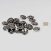 Old Silver Metal Shank Button with Spikes #KMQ4006 - ACCESSOIRES LEDUC BV